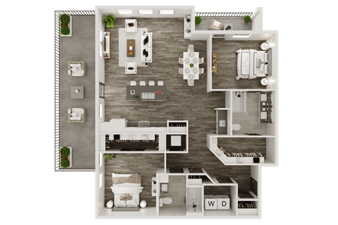 Floor plan for 2 beds, 2 baths, 1388 sqft